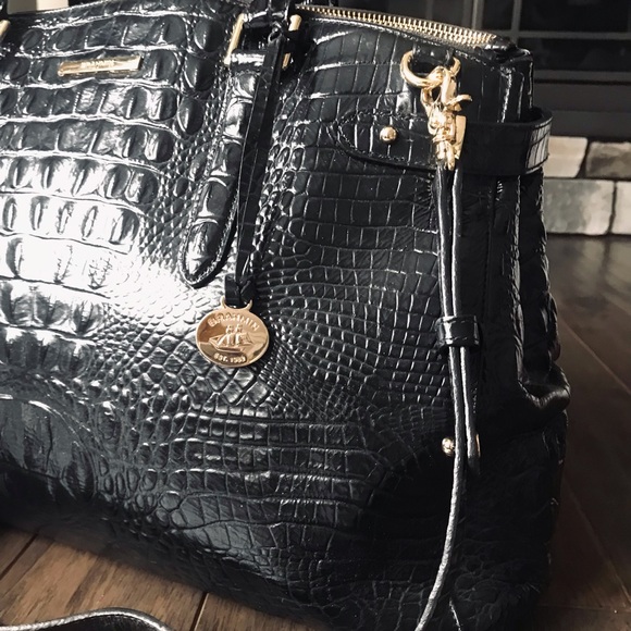 Brahmin Croc Embossed XL Travel Satchel Crossbody Bag - Picture 3 of 16